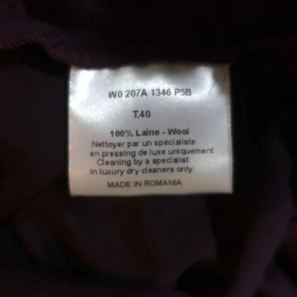 LANVIN DRESS PURPLE WOOL SIZE 40 LONG SLEEVE V-NECK - Picture 7 of 8